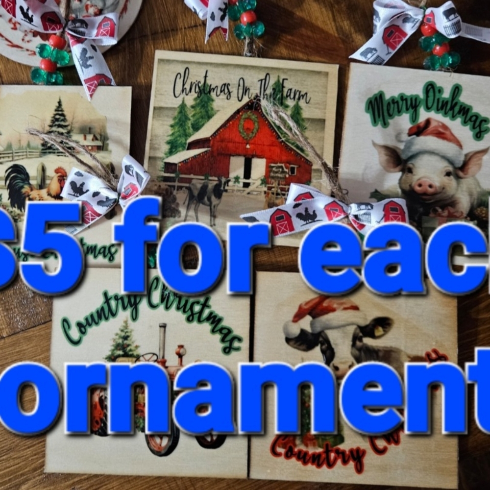 2 pc Country Christmas Ornaments